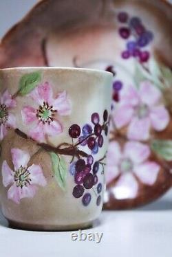 Antique Hand Painted Haviland Limoges France Signed Floral Cup & Saucer