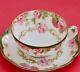 Antique Haviland Limoges Porcelain Pink Drop Rose Cup + Saucer Schleiger 65b