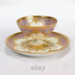 Antique Helena Wolfsohn Jeweled Dresden Porcelain Demitasse Cup & Saucer PC #1