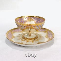Antique Helena Wolfsohn Jeweled Dresden Porcelain Demitasse Cup & Saucer PC #2