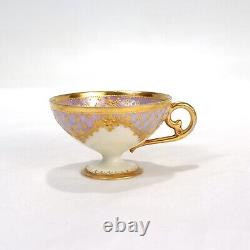Antique Helena Wolfsohn Jeweled Dresden Porcelain Demitasse Cup & Saucer PC #2