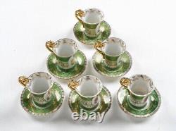 Antique Higgins & Seiter Vienna Porcelain Demitasse Cups & Saucers Set For 6