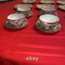 Antique Japanese Eggshell 20 Pc Porcelain Tea Cup & Saucer Lithopane Geishas