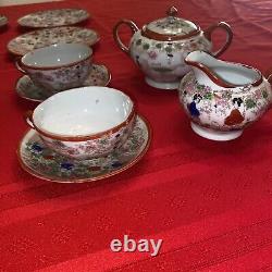 Antique Japanese Eggshell 20 Pc Porcelain Tea Cup & Saucer Lithopane Geishas