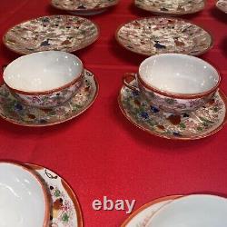 Antique Japanese Eggshell 20 Pc Porcelain Tea Cup & Saucer Lithopane Geishas