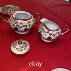 Antique Japanese Eggshell 20 Pc Porcelain Tea Cup & Saucer Lithopane Geishas