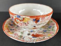 Antique Japanese Geisha Girl (6) Cups & Saucers Hand Painted Porcelain c1920