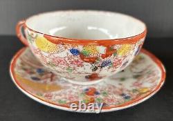 Antique Japanese Geisha Girl (6) Cups & Saucers Hand Painted Porcelain c1920