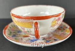 Antique Japanese Geisha Girl (6) Cups & Saucers Hand Painted Porcelain c1920