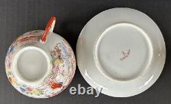 Antique Japanese Geisha Girl (6) Cups & Saucers Hand Painted Porcelain c1920