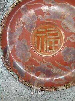 Antique Japanese Handpainted Signed Kutani Meiji Cup And Saucer Porcelain