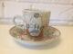 Antique Japanese Likely Meiji Period Porcelain Cup & Saucer Various Scenes