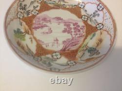 Antique Japanese Likely Meiji Period Porcelain Cup & Saucer Various Scenes