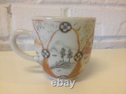 Antique Japanese Likely Meiji Period Porcelain Cup & Saucer Various Scenes