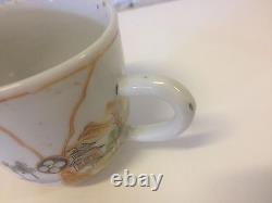 Antique Japanese Likely Meiji Period Porcelain Cup & Saucer Various Scenes