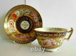 Antique John Rose Coalport Porcelain Cup And Saucer London Decorated Floral Band