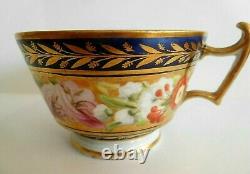 Antique John Rose Coalport Porcelain Cup And Saucer London Decorated Floral Band