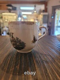 Antique KPM Berlin Cup & Saucer Birds Insects Gold 19th C. German Porcelain #B