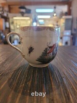 Antique KPM Berlin Cup & Saucer Birds Insects Gold 19th C. German Porcelain #B