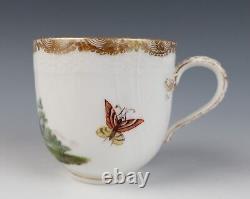 Antique KPM Berlin Cup & Saucer Birds Insects Gold 19th C. German Porcelain #B