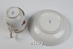 Antique KPM Berlin Cup & Saucer Birds Insects Gold 19th C. German Porcelain #B