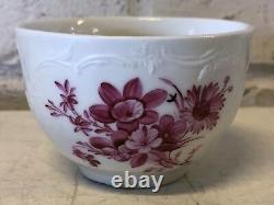 Antique KPM Porcelain Cup and Saucer with Pink Floral Decorations