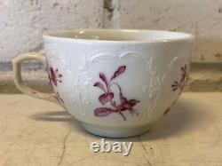 Antique KPM Porcelain Cup and Saucer with Pink Floral Decorations