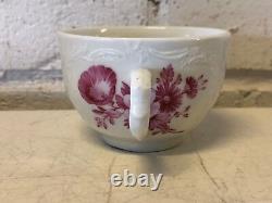 Antique KPM Porcelain Cup and Saucer with Pink Floral Decorations