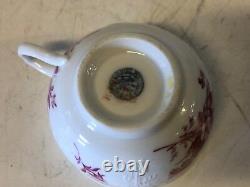 Antique KPM Porcelain Cup and Saucer with Pink Floral Decorations