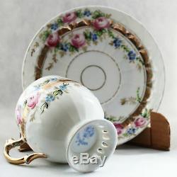 Antique Kuznetsov Imperial Russian Hand Painted Porcelain Tea Cup and Saucer