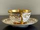 Antique Late 1800's Coalport Porcelain Gold Raised Decoration Cup And Saucer