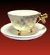 Antique Limoges 1900s Demitasse Tea Cup & Saucer Dragonfly Handle. Perfect