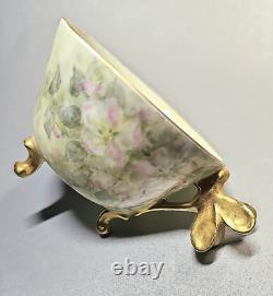 Antique Limoges 1900s Demitasse Tea Cup & Saucer Dragonfly Handle. Perfect