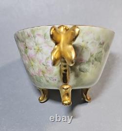 Antique Limoges 1900s Demitasse Tea Cup & Saucer Dragonfly Handle. Perfect