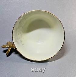 Antique Limoges 1900s Demitasse Tea Cup & Saucer Dragonfly Handle. Perfect