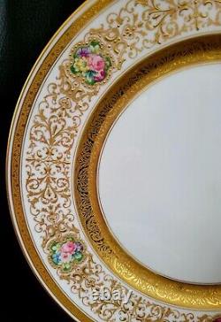 Antique Limoges 4 Pc Place Setting Raised Gold Encrusted Dinner Plate Cup Saucer