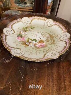 Antique Limoges France V. F Gold Gilt Pink Floral Design Collectible Porcelain