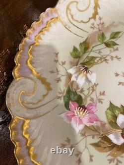 Antique Limoges France V. F Gold Gilt Pink Floral Design Collectible Porcelain