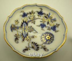 Antique Meissen Demitasse Blue Onion w Gold Cup & Saucer / First Quality