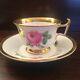 Antique Meissen Hand Painted Footed Roses Tea Cup & Saucer 1815- 1923 Backstamp