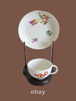 Antique Meissen Marcolini Hand Painted Floral Porcelain Cup & Saucer C. 1774-1817