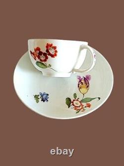 Antique Meissen Marcolini Hand Painted Floral Porcelain Cup & Saucer C. 1774-1817