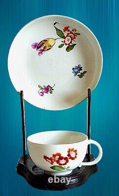 Antique Meissen Marcolini Hand Painted Floral Porcelain Cup & Saucer C. 1774-1817