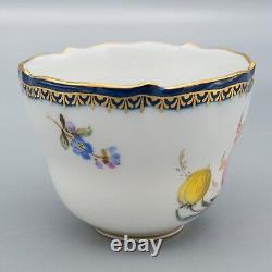 Antique Meissen Porcelain Cobalt Blue Gold Rose Flowers Demitasse Cup & Saucer