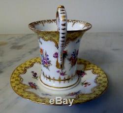 Antique Meissen Porcelain Cup & Saucer Gold Trim