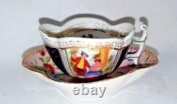 Antique Meissen Porcelain QUATREFOIL 7 Cups &Saucers+ DRESDEN COBALT/GOLD Lot