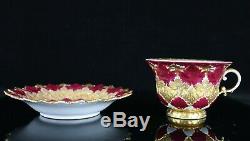 Antique Meissen Porcelain Red Gold Coffee Cup & Saucer First Quality