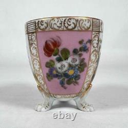 Antique Meissen Wolfsohn Pink Gilt Porcelain Chocolate Clawfoot Snake Cup Saucer
