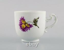 Antique Meissen coffee cup with saucer in hand-painted porcelain