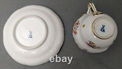 Antique Meissen cup & saucer 1st factory class Flowers Bugs and Insetcs 19. Ct
